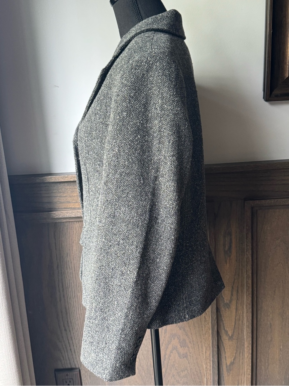 LL Bean Vintage Wool Silk Herringbone Blazer led petite - Picture 3 of 9